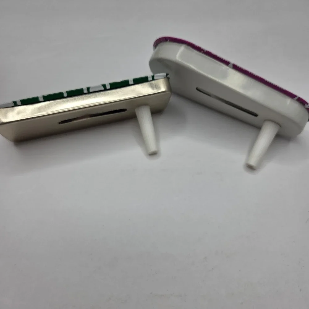 Vintage Metal Noisemaker Set Made in USA Stars Polka Dots Green Purple Retro Toy
